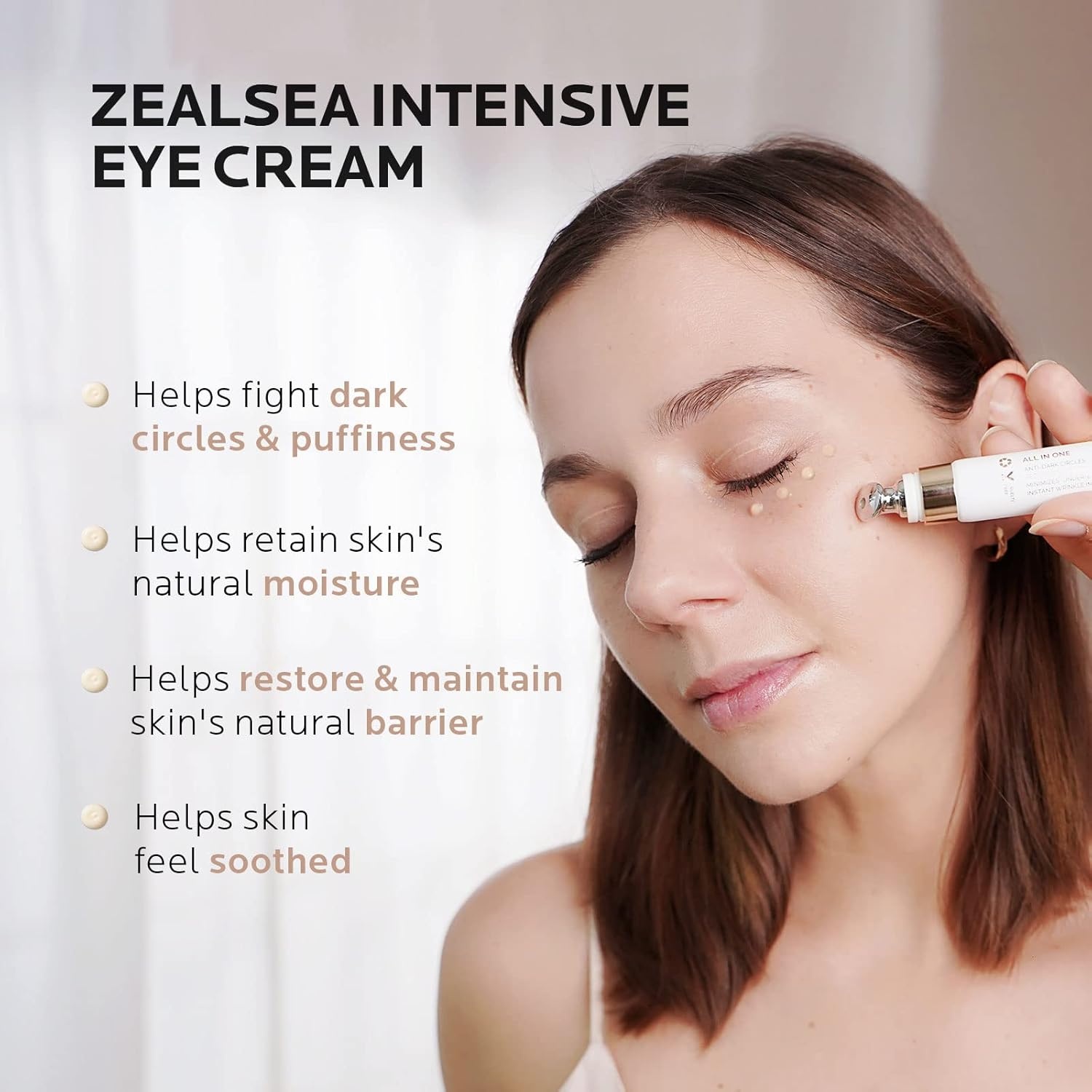 image:imageZealSea Caffeine Eye Cream 4in1 Anti Aging eye serum treatment for Dark CirclesPuffiness under eye Bags and Wrinkles Brightening Eye cream reduce Fine Lines 07 OZ
