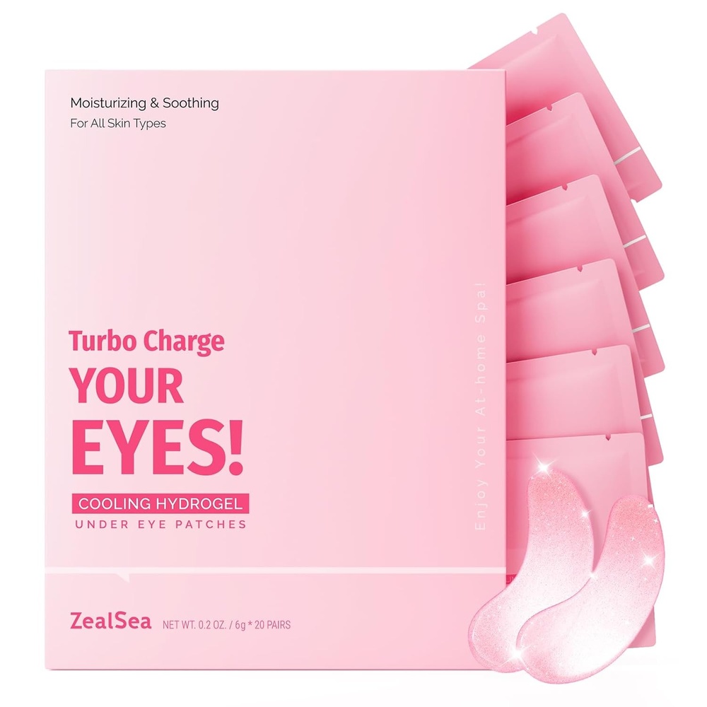 image:imageZealSea Under Eye Patches for Puffy Eyes and Dark Circles Collagen Under Eye Mask for Dark Circles and Puffiness Travel Essentials Eye Gel Pads for Spa Party Self Care Gifts for Women 20 Pairs1 Fl Oz Pack of 20