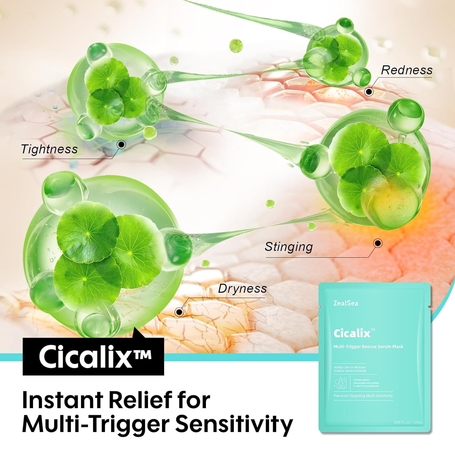 image:imageZealSea Cicalix amp Ceramidbar Face Masks Skincare Allinone Proven Derm Solution Facial Mask for Visibly Soft Plump Quenching Antiaging Soothing amp Refreshing Strengthen amp Restore 44 DuoRescue Mask 10 count