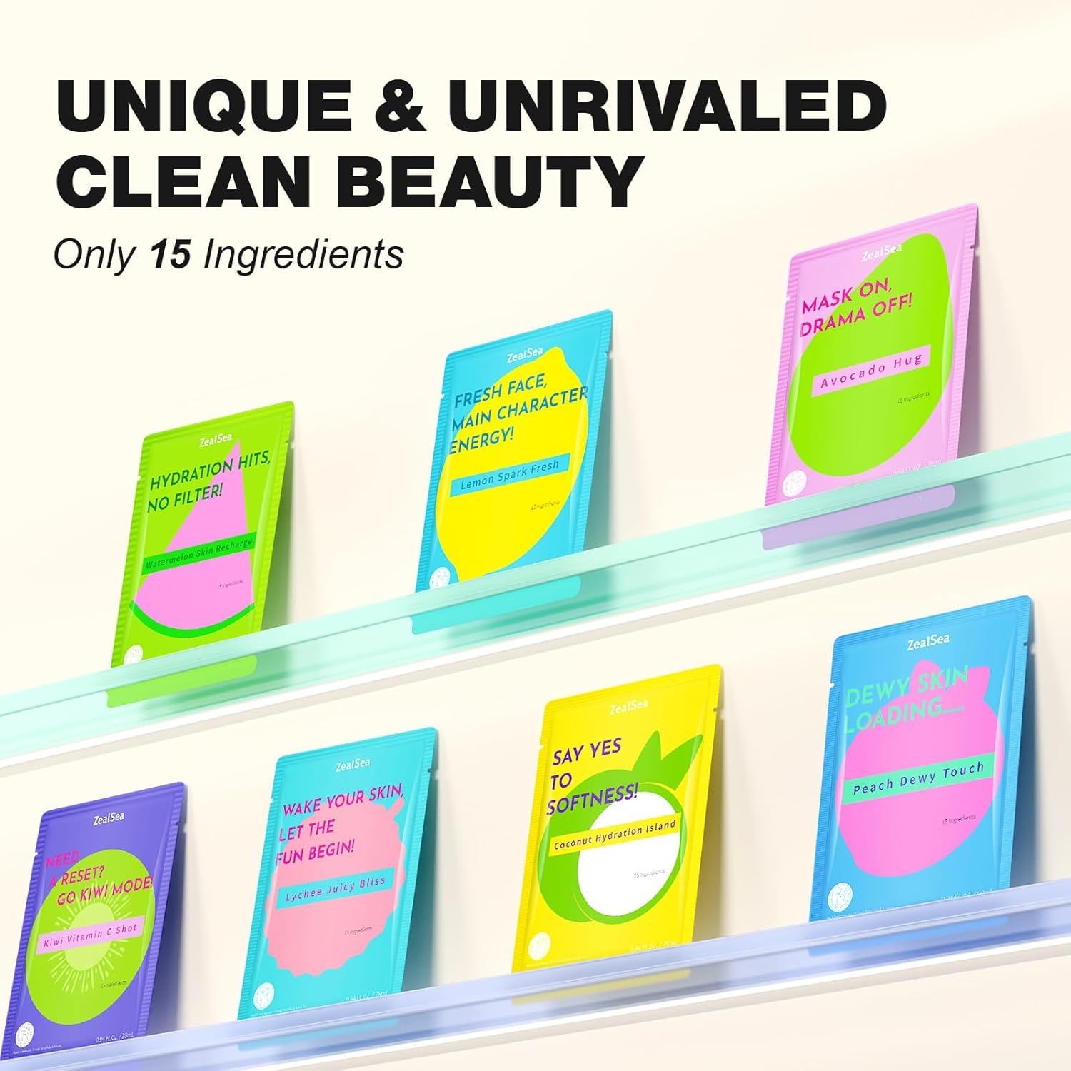 image:imageZealSea Clean Beauty Face Masks Skincare Minimalism 15 Ingredients Sheet Mask Deep Hydration Facial Mask for Bouncy amp Glowing Sleepover Spa Party Supplies Women Teen Girl Gifts Trendy Stuff 7PackFruit Season 14 count