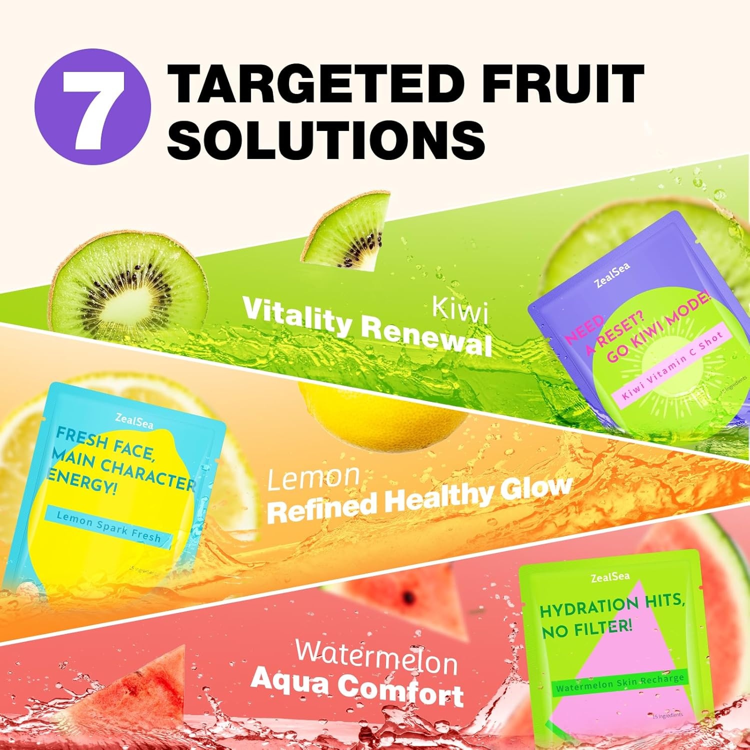 image:imageZealSea Clean Beauty Face Masks Skincare Minimalism 15 Ingredients Sheet Mask Deep Hydration Facial Mask for Bouncy amp Glowing Sleepover Spa Party Supplies Women Teen Girl Gifts Trendy Stuff 7PackFruit Season 7 count
