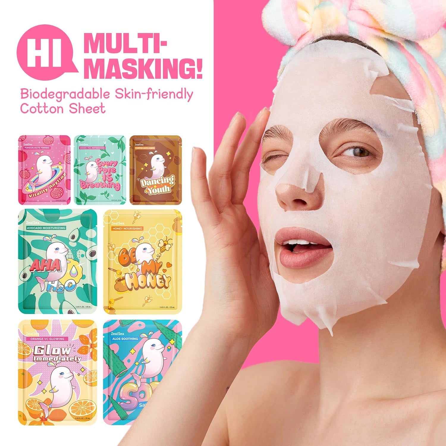 image:imageZealSea Face Masks Skincare for Women Variety Bulk Facial Sheet Mask Set for Deep Hydrating amp Glow Daily SelfCare Gift amp Family Moment for Teens Girls Birthday PartySafe for all Skin types 14 PackNatural Collection 21 count