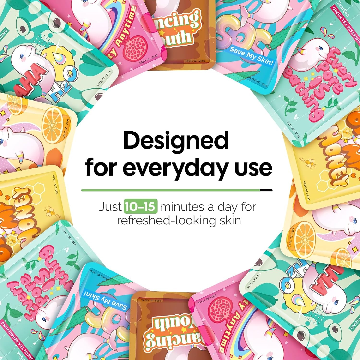 image:imageZealSea Face Masks Skincare for Women Variety Bulk Facial Sheet Mask Set for Deep Hydrating amp Glow Daily SelfCare Gift amp Family Moment for Teens Girls Birthday PartySafe for all Skin types 14 PackNatural Collection 7 count