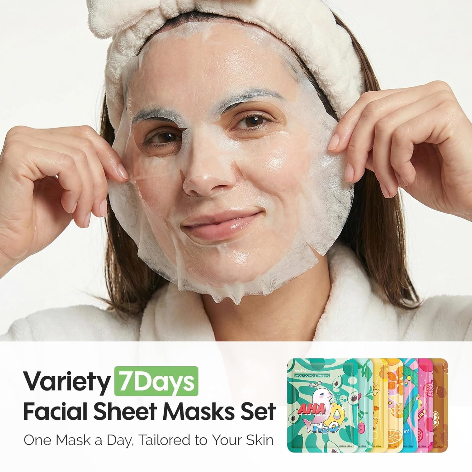image:imageZealSea Face Masks Skincare for Women Variety Bulk Facial Sheet Mask Set for Deep Hydrating amp Glow Daily SelfCare Gift amp Family Moment for Teens Girls Birthday PartySafe for all Skin types 14 PackNatural Collection 7 count