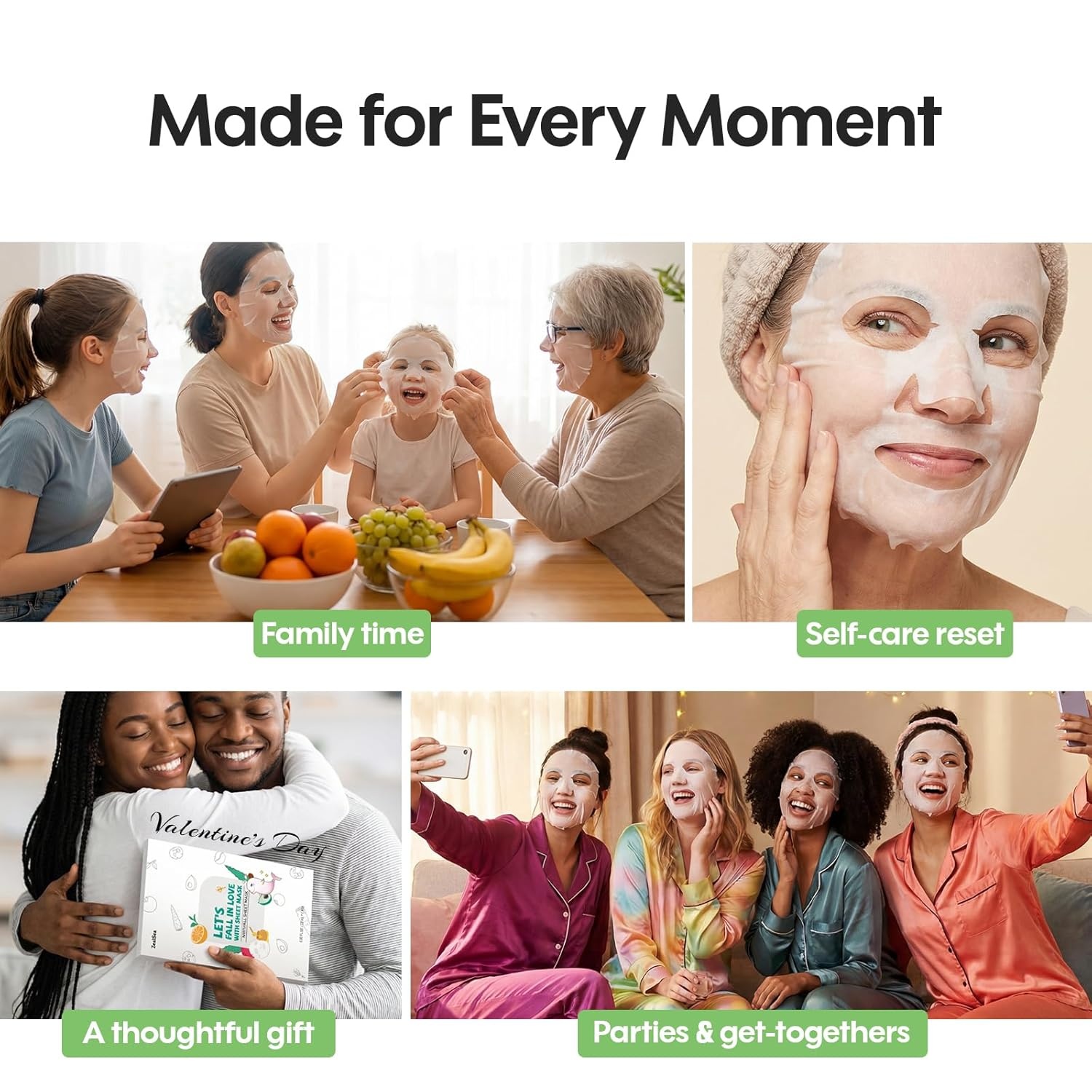 image:imageZealSea Face Masks Skincare for Women Variety Bulk Facial Sheet Mask Set for Deep Hydrating amp Glow Daily SelfCare Gift amp Family Moment for Teens Girls Birthday PartySafe for all Skin types 14 PackNatural Collection 7 count