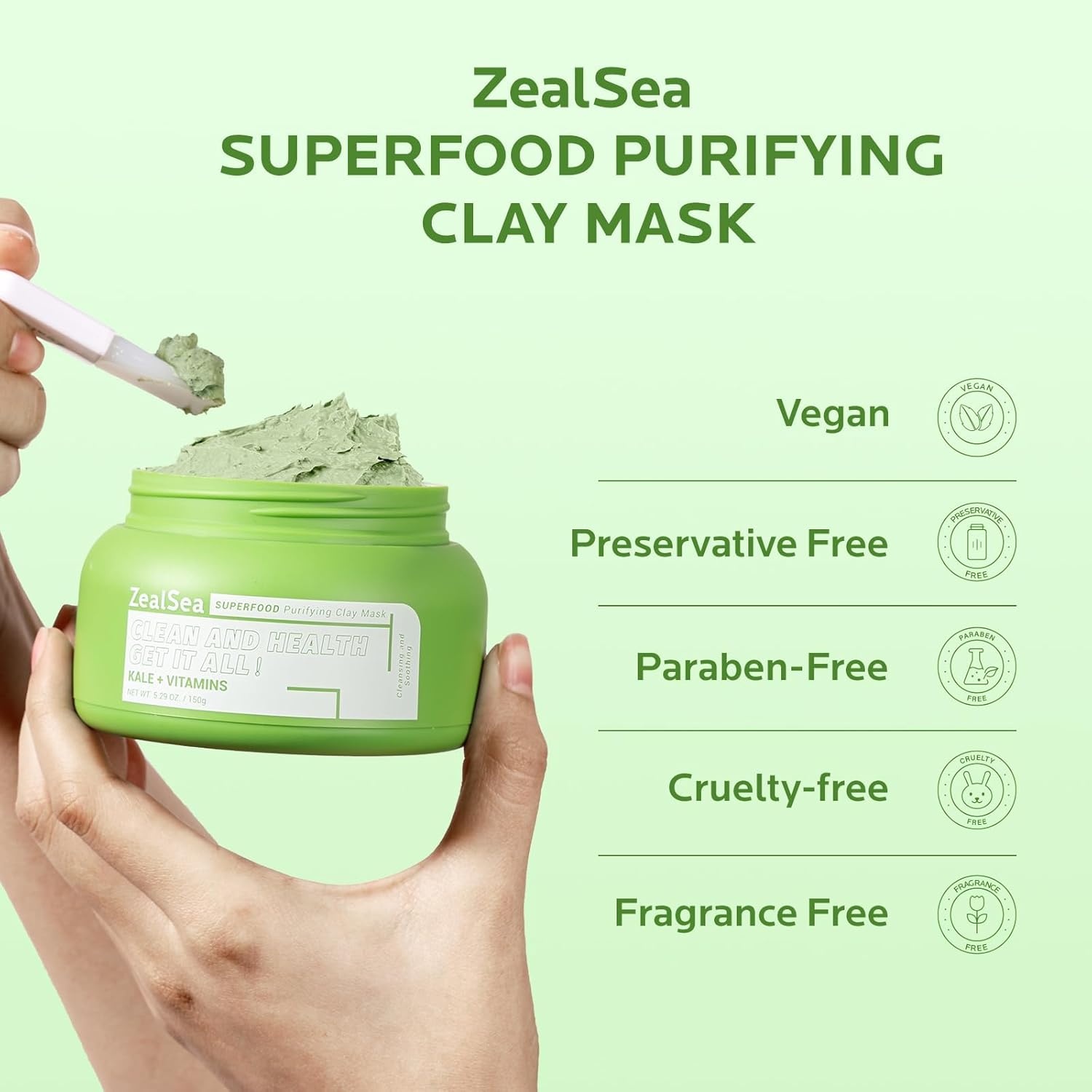 image:imageZealSea Superfood Clay Face Mask Deep Cleansing Mask for Controlling Oil amp Blackhead Removal Pore Cleansing Antioxidant AntiAging Hydrating Facial Mask Vegan Skincare 529 Oz