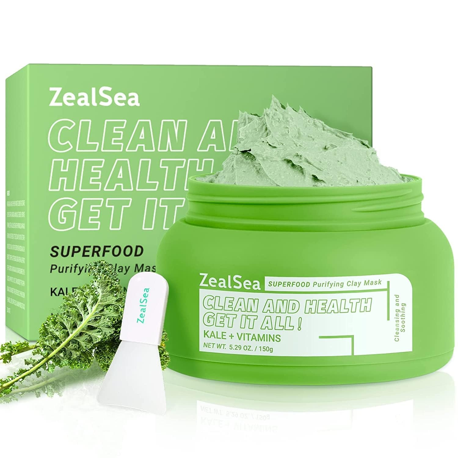 image:imageZealSea Superfood Clay Face Mask Deep Cleansing Mask for Controlling Oil amp Blackhead Removal Pore Cleansing Antioxidant AntiAging Hydrating Facial Mask Vegan Skincare 529 Oz