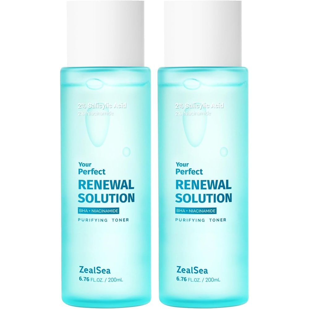 image:imageZealSea Salicylic Acid Toner Blackhead Remover BHA Liquid Exfoliant CICA 676OZ Pore Minimizer for Face Gentle Alcohol Free BHA Toner for All Skin Type with Niacinamide Redness Relief VeganBHA 676 FLOZPack of 2